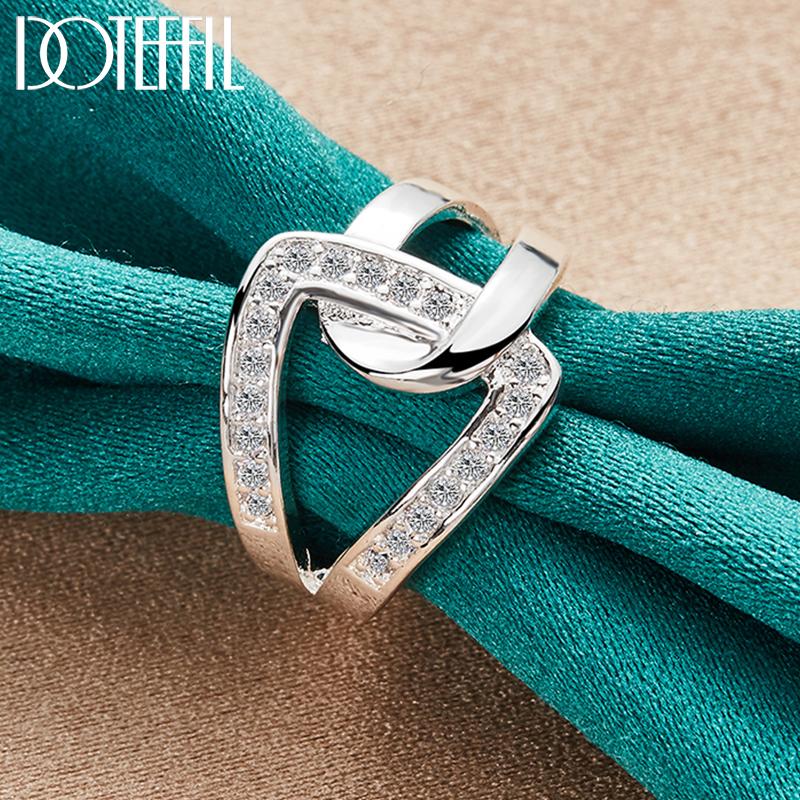 925 Sterling Silver AAA Zircon Ring Fashion Wedding Jewelry