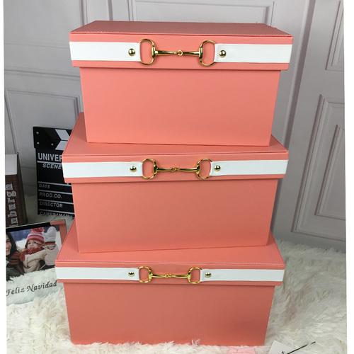 Luxury  Pu Leather Orange Storage Bins Colorful Storage Box  Organizer Containers Baskets with Cover Handles