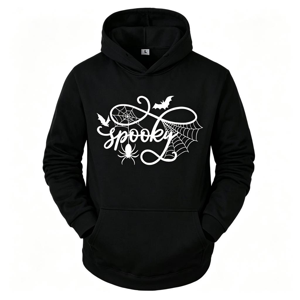 Men Halloween Spider Web Graphic Hoodie Spooky Season Pullover Sweatshirt Autumn Winter Long Sleeve Casual Streetwear Top