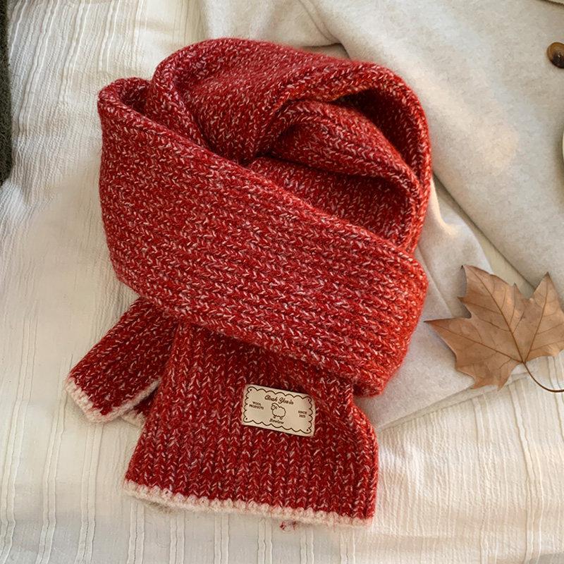 Korean Atmosphere Knitted Wool Shawl Scarf Women's Winter Versatile Senior Sense Student Warm Small Scarf Neck Protection