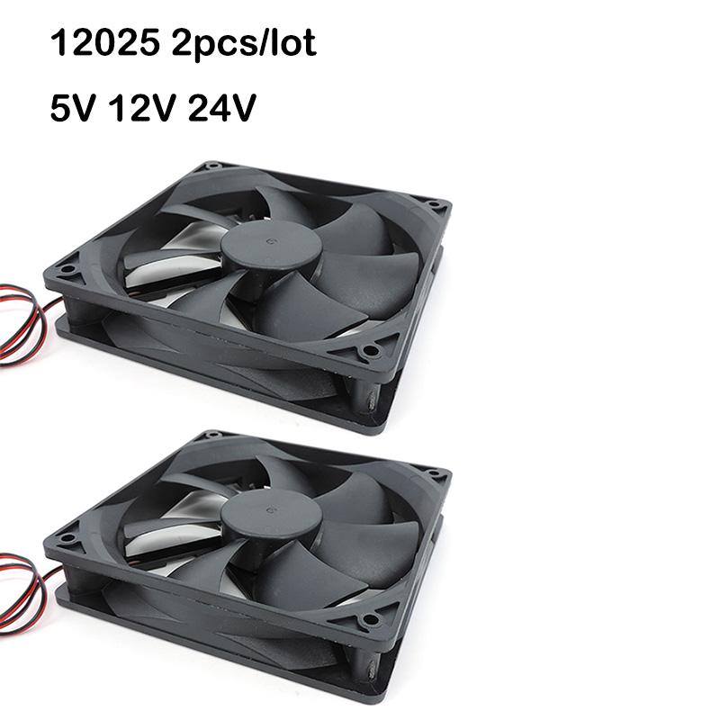 2pcs DC 5V 12V 24v 120mm 12cm 12025 Fan 120mm*120mm*25mm Fan Brushless Cooling Fan 120x120x25mm 2PIN PC Computer Case Cooler