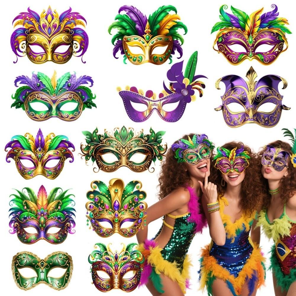6Pcs Brazilian Carnival Mardi Gras Mask DIY Half Face Mask Fashion Eye Mask  Party Makeup Ball