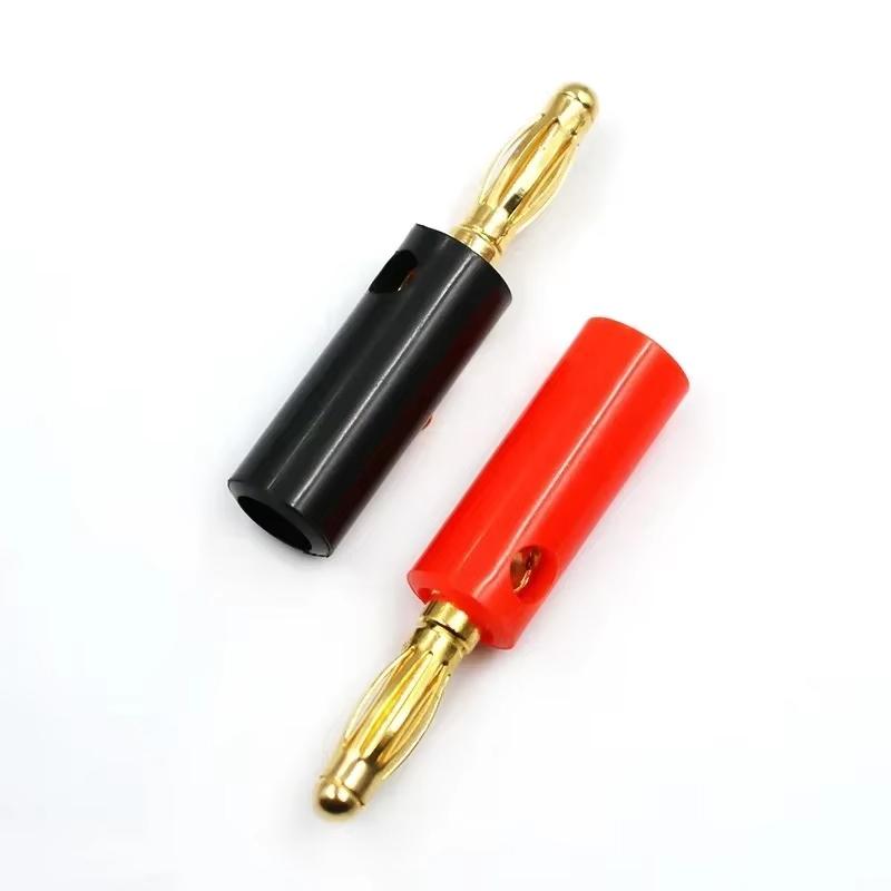 10pcs 4mm Gold Plated Lantern Type Banana Plugs Audio Connectors Screw Fixed Stackable Jack Solderless Speaker Wire Plugs