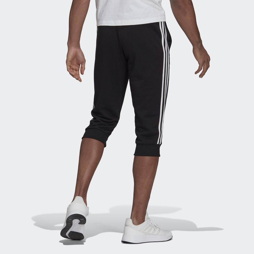 adidas Essential 3-Stripes Knit Cuff 3/4 Sweatpants Men Bottoms Black GK8987