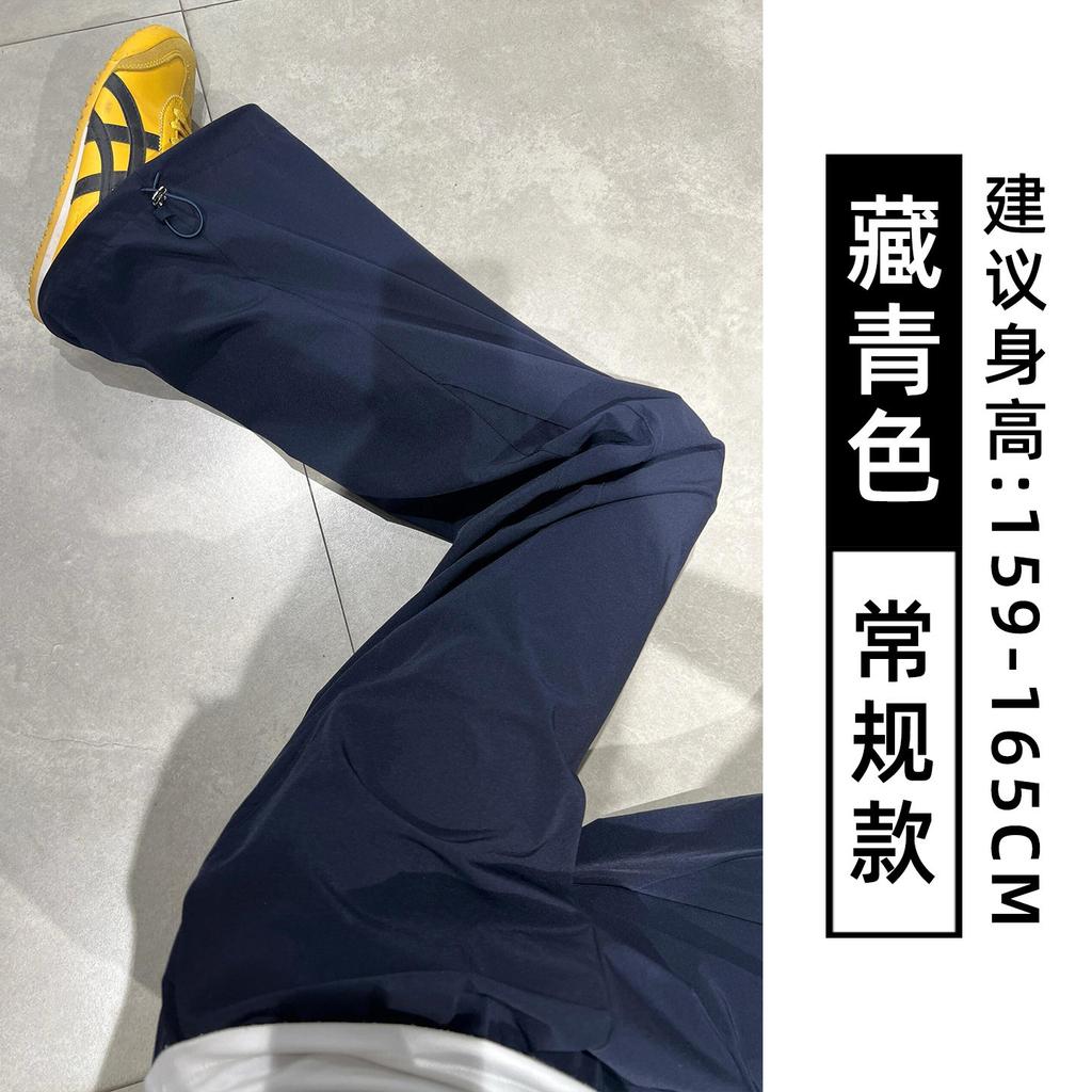 Women's High Waist Cargo Pants Wide Leg Pants Loose Fit Japanese Casual Solid Nylon Quick Dry Three Length Sports Trousers