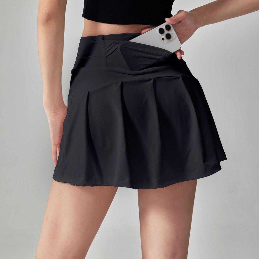 Women's Korean Sporty Pleated Tennis Skirt Shorts: Lightweight, Breathable, Anti-Exposure for Badminton & Yoga.