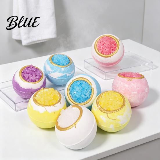 Bombe da Bagno per Pelli Secche 100G Bombe Artigianali al Sale Marino Estratti di Piante Naturali Oli Essenziali Frizzanti Palla Rilassante Palla Idratante per la Doccia