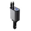 Retractable Car Charger 4-in-1 Fast Car Phone Charger 2 USB Ports Charger Adapter For Android Phones Auto Accessories Interior