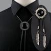 Vintage Aborigines, Leather Necktie, Trendy, Bolo Tie, Western, Cowboy Shirt, Necklace