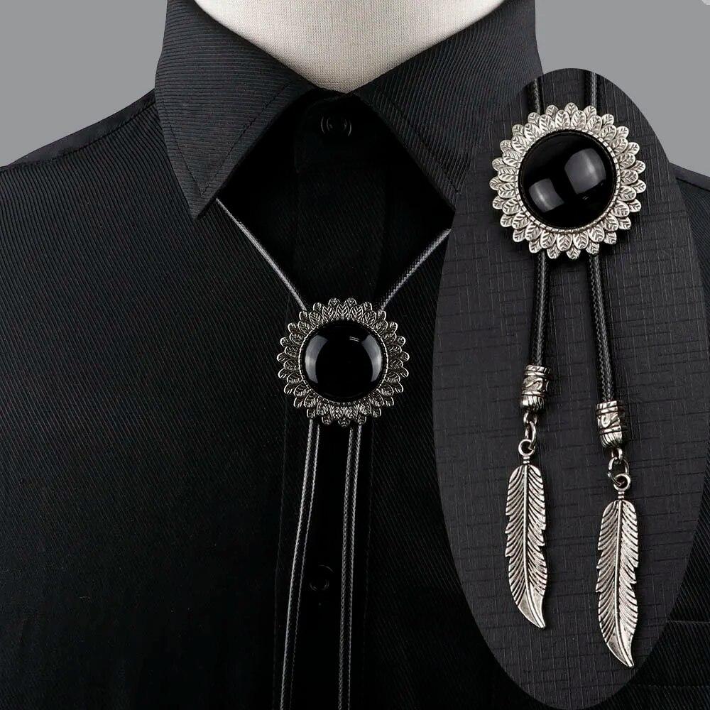 Vintage Aborigines, Leather Necktie, Trendy, Bolo Tie, Western, Cowboy Shirt, Necklace
