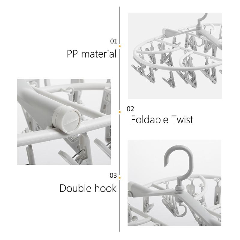 8/32 Sock Clip Multifunctional Sock Drying Clip Cloth Hanger Household Sock Drying Clip 12 Sock Clip Foldable Sock Drying