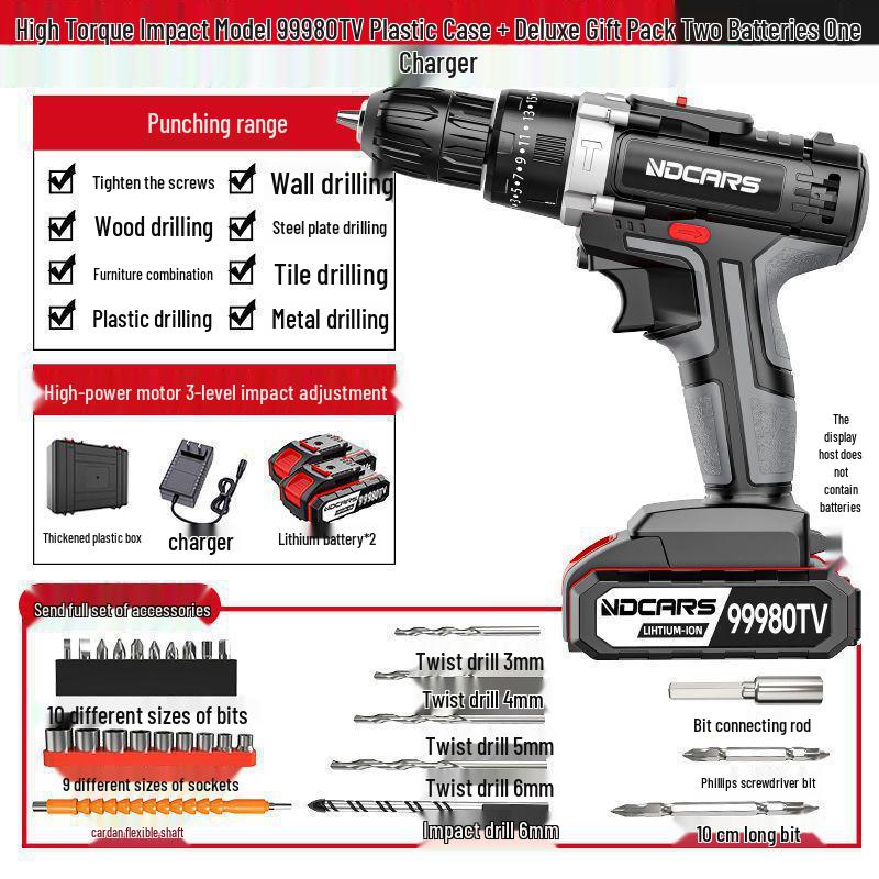 Industrial High-Power Dual-Speed Lithium Electric Drill & Screwdriver