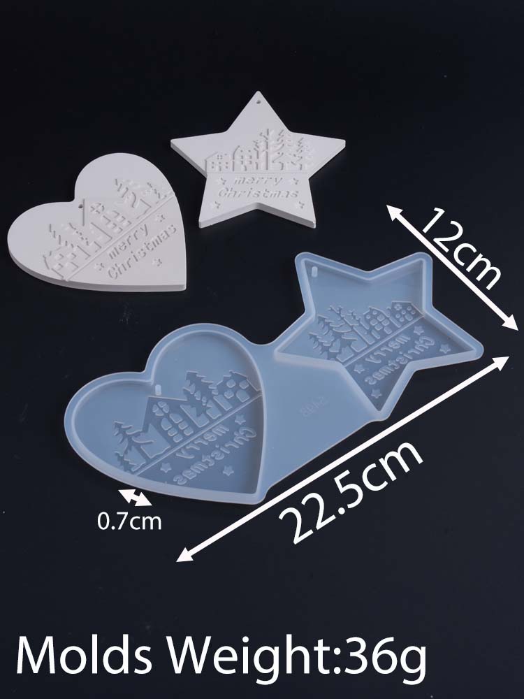 

Силиконовая форма для подвески в форме сердца, круга, дерева, звезды, для DIY, рождественское украшение на елку, глиняные формы, для гипса, смолы, для изготовления поделок звезда
