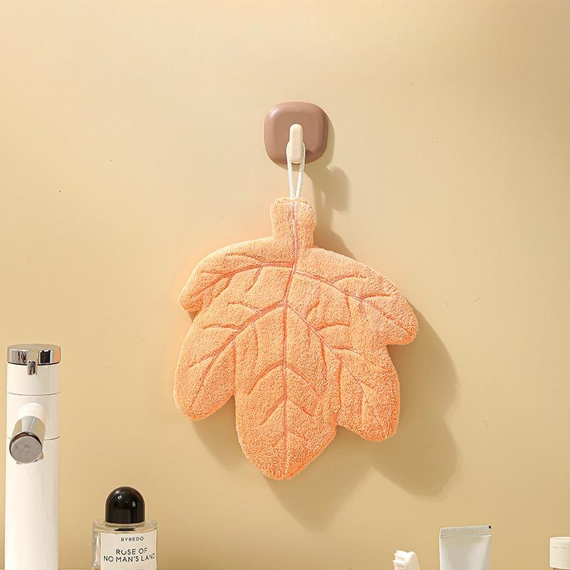 

1pc Leaf-Shaped Hanging Hand Towel-Ultra Soft, Super Absorbent & Quick-Dry Bath&Kitchen Towel with Elegant Leaf Design