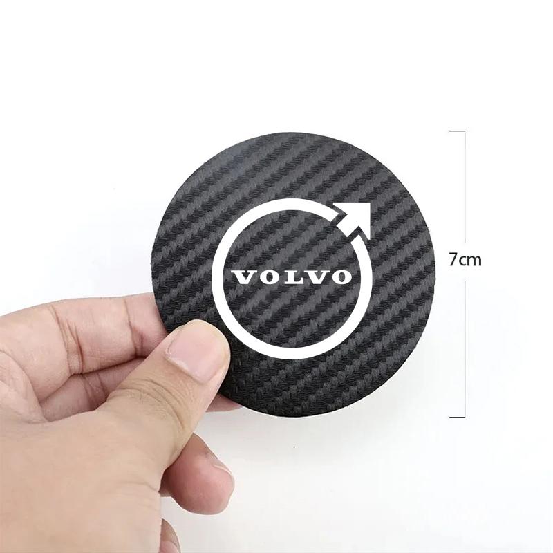 Auto Kohlefaser Texturiert Becheruntersetzer PU-Leder Wasserbecher Kissen Für Volvo XC90 XC60 V50 S60 V70 V60 V40 S90 olestar AWD XC40 S80