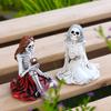 Skeleton Sisters Staty, Harts Skelett Pratsam Tjej Set 2 Figurer för Hem Skrivbordsdekor, Halloween Dekoration Hantverk, Spöklikt Söt Prydnad för Gotisk