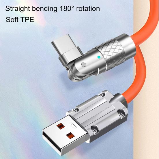 120cm Charging Cable Indicator Zinc Alloy High-power Rotatable 120W USB To Type-C Fast