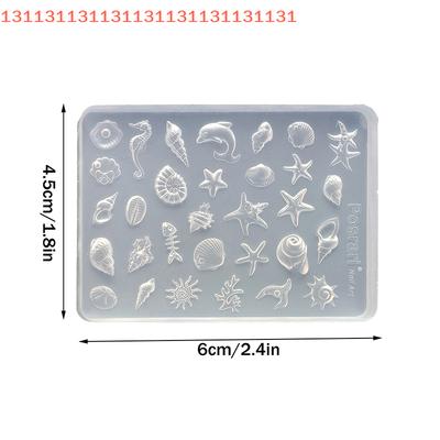 1PCS 3D Acrylic Nail Mold Sea Shell Starfish Goldfish Koi Fish Summer Jellyfish DIY Lace Bow Silicone Nail Art Mold
