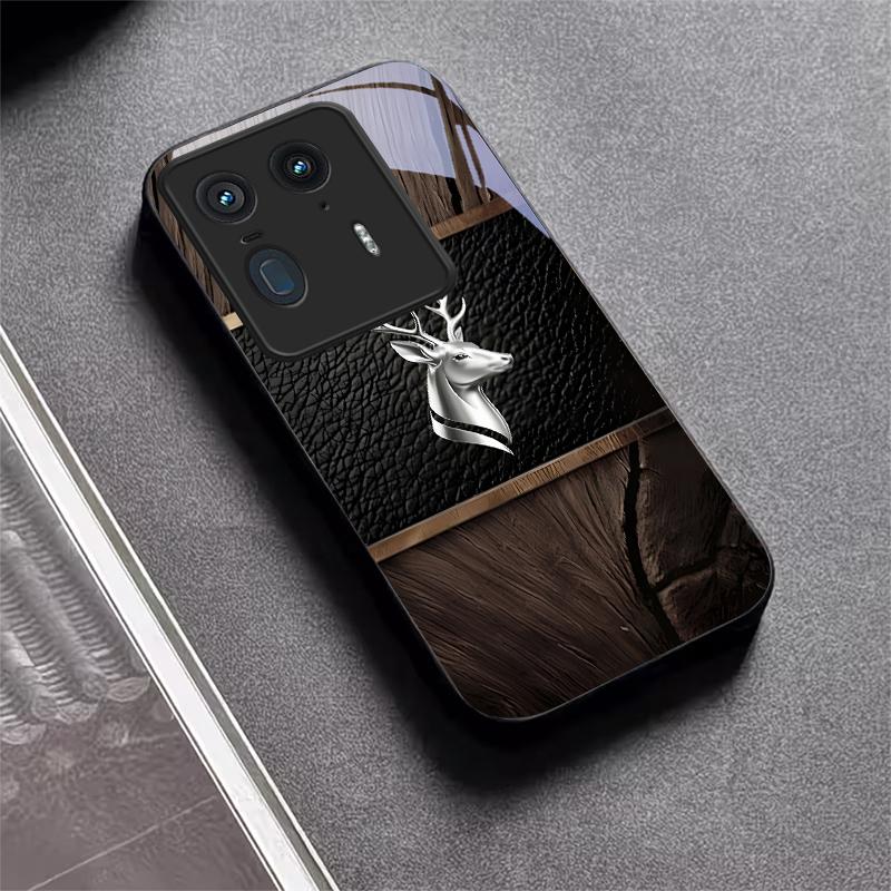Elite Metallic Stag Black Glass Phone Case For Motorola Moto Edge 70 60 Fusion 50 Ultra 40 Neo 30 Pro 20 Lite 60s Neo Back Cover