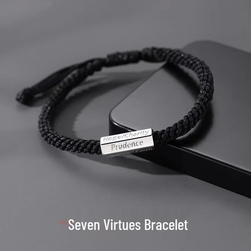 Men s Trendy Hip Hop Sterling Silver Beaded Bracelet with Custom Engraving Default