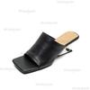 Fashion Vintage Fashion Lame Heel Slippers Women Summer New Square Open Toe Soft Leather Slip On Sandals Sandalias De Mujer Black Red