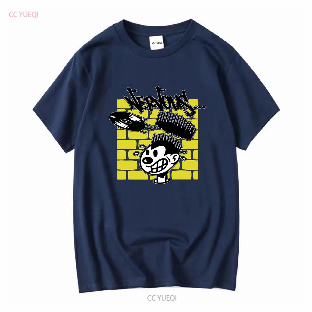 Herren Schwarzes Dj T-Shirt Nervous Records s für einen Musik-Vinyl-Sammler ihn Disk Jockey vintage Gewaschen Dehnbar mode Leicht