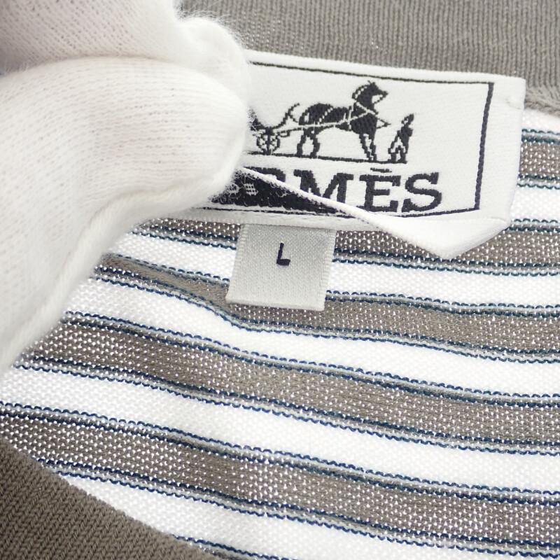 HERMES  L  Short sleeve T-shirt gray/white cotton mens