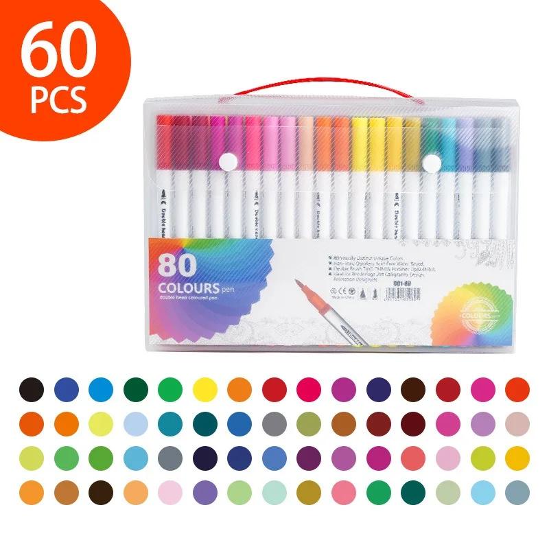 12/24/36/60/120/168 Colors Watercolor Dual Tip Brush Marker Pens Watercolor Drawing Marker for Colouring