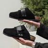 Baotou Slippers Wear New Spring and Autumn Couples with One Foot and Half Slippers Thick-soled Boken Shoes 57701 black-J