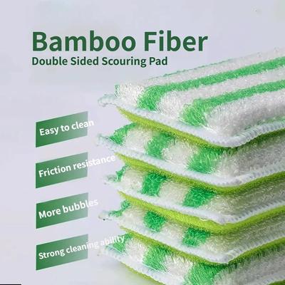 Sided Sponge Wipe Dirt-resistant Scouring Pad Kitchen Dishwashing Brush Clean Tools Bamboo Fiber Dishwashing Wipe