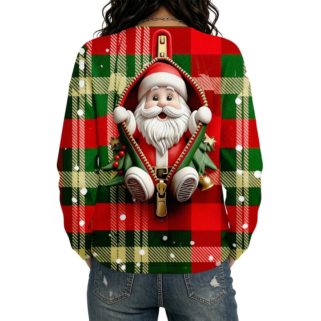 Women's Christmas Printed Long Sleeve Cardigan for Holiday Party