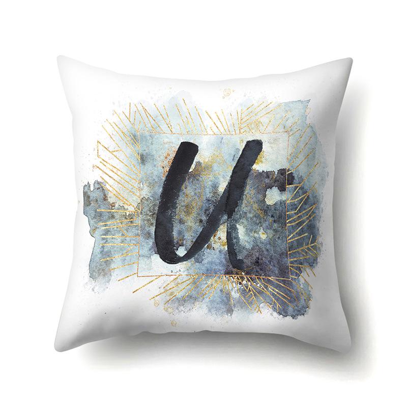 Polyester Pillowcase Home Car Decoration Printing Pillowcase 26 English Letters Sofa Cushion Cover