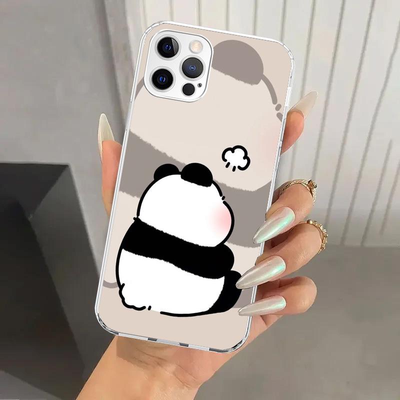 Cartoon Cute Panda Bear Phone Case for Iphone 17 Air 16 15 Plus 14 13 Mini 12 11 Pro Max 16E 7 8 SE 2020 Soft Funda Print Shell