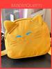 Cute Cat Mini Shoulder Bag With Cotton Material And Zipper Closure For Daily Use