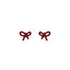 Irregular Ankola Red Bow Stud Earrings, Autumn And Winter Port Style, High-End Sense, Simple And White Earrings.