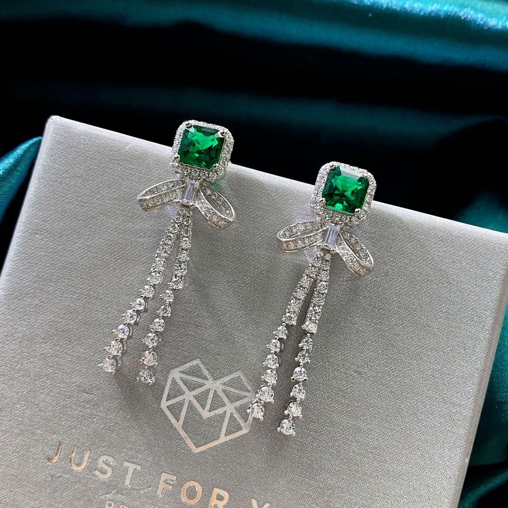 Gica Gema Emerald Earrings With Diamond 925 Sterling Silver Unique Design Romantic Fine Earrings Jewelry Wedding Party Gifts New Trend 40mm