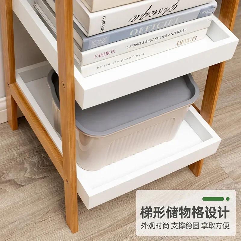 Bathroom Standing Shelf Bathroom Vanity Floor Standing Shelf Storage Bamboo Ladder Bookshelf 4 Tier Shelf Wood Organizer Rack