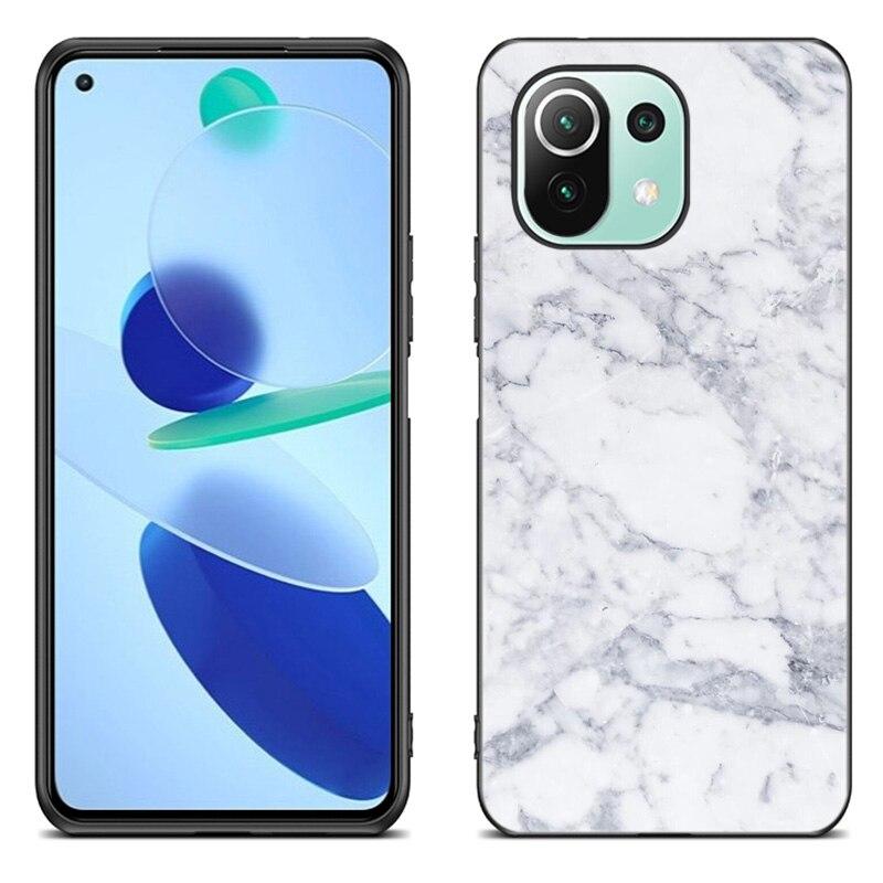 Black and White Marble Case For Xiaomi Mi 11 Lite NE 11i 10T 11T Pro A2 A3 Lite POCO F3 M3 M4 C31 X3 Pro NFC GT Black Soft Cover