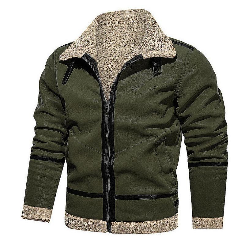 Order surge new thick woolen men's coat long coat wish imitation leather velvet casual