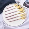 6Pcs Western Purple Dinnerware Cutlery Set Silverware Set Stainless Steel Flatware Knife Dessert Fork Tea Spoon Tableware Set