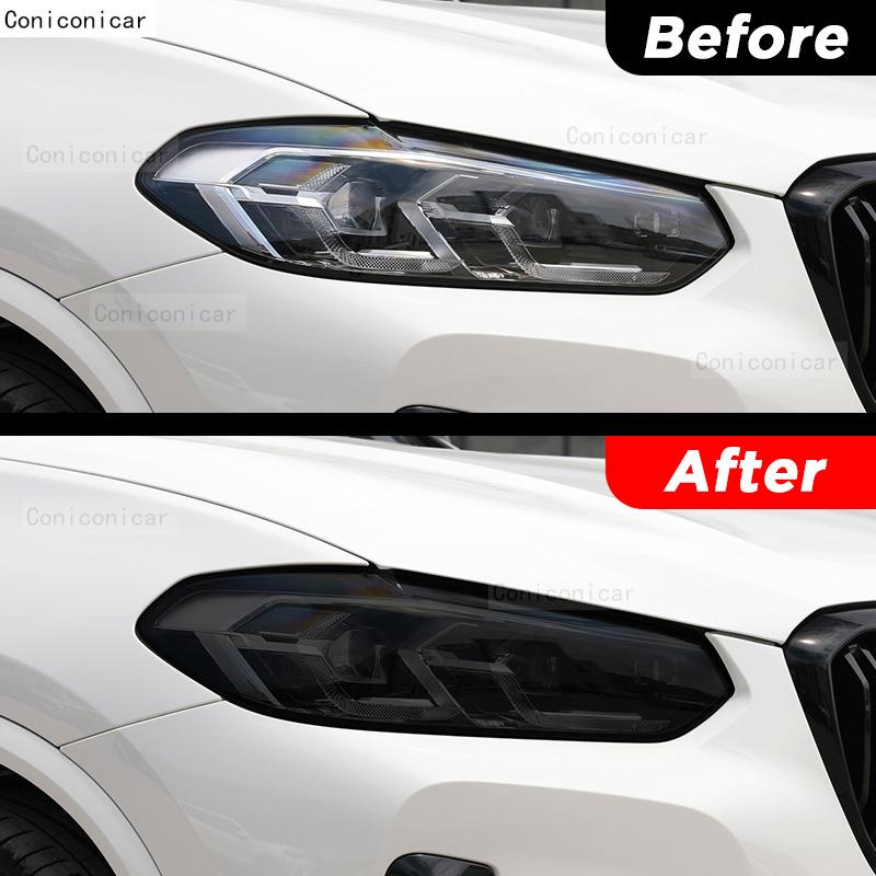 Performance-Auto-Scheinwerfer-Schutzfolie Frontlicht Rauchschwarz TPU-Aufkleber für BMW X3 IX3 X3M G01 G08 F97 2018-2024