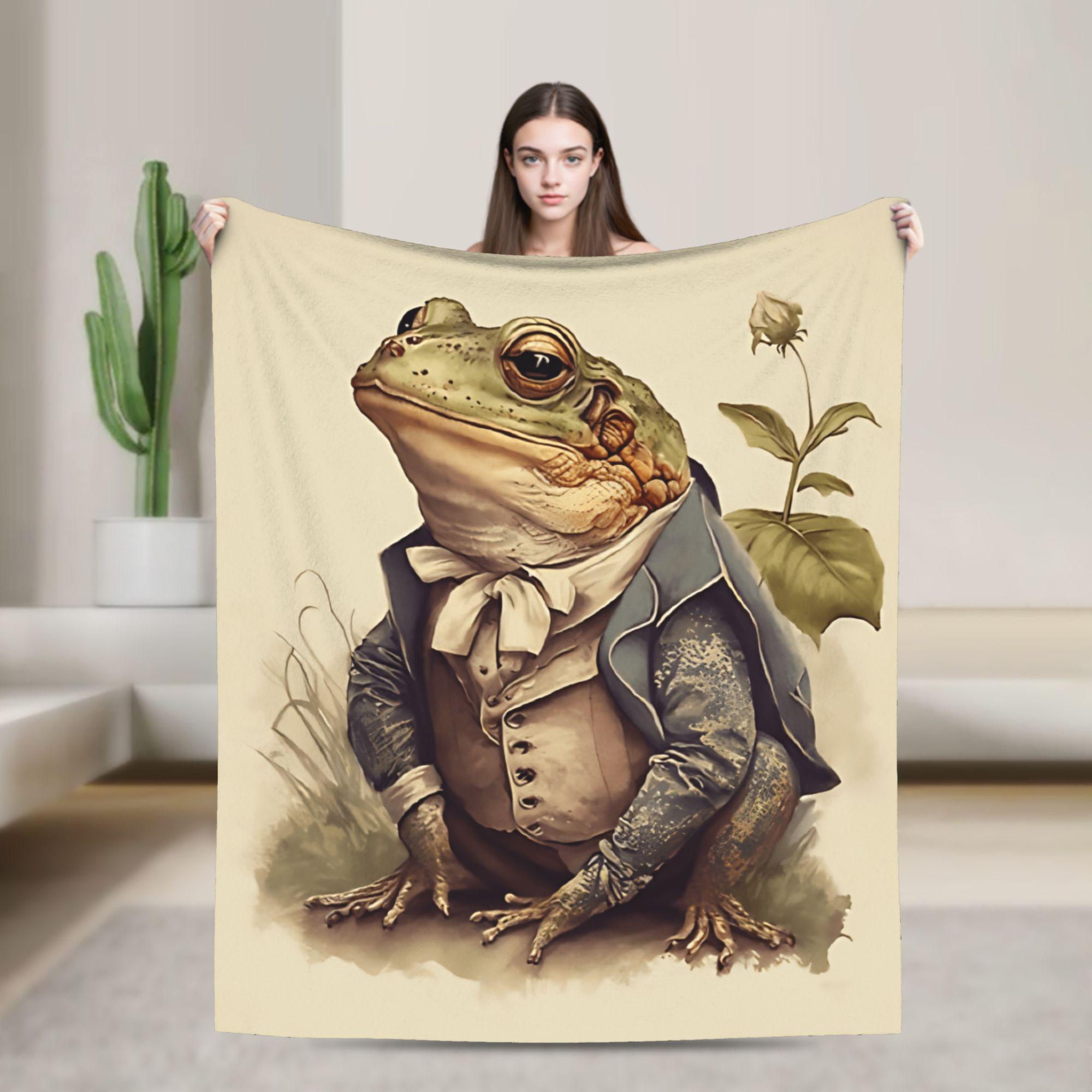 Gentleman Frog Flannel Blanket Winter  Warm Throw Blanket for Kids Living Room Comfortable Bedspread Sofa Bed Cover 75x90cm