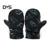 1 Pair Children Winter Mittens Thick Plush-lined Windproof Cartoon Dinosaur Cold Weather Outdoor Gloves Adjustable Fasten Strap Anti-Slip Ski Gloves