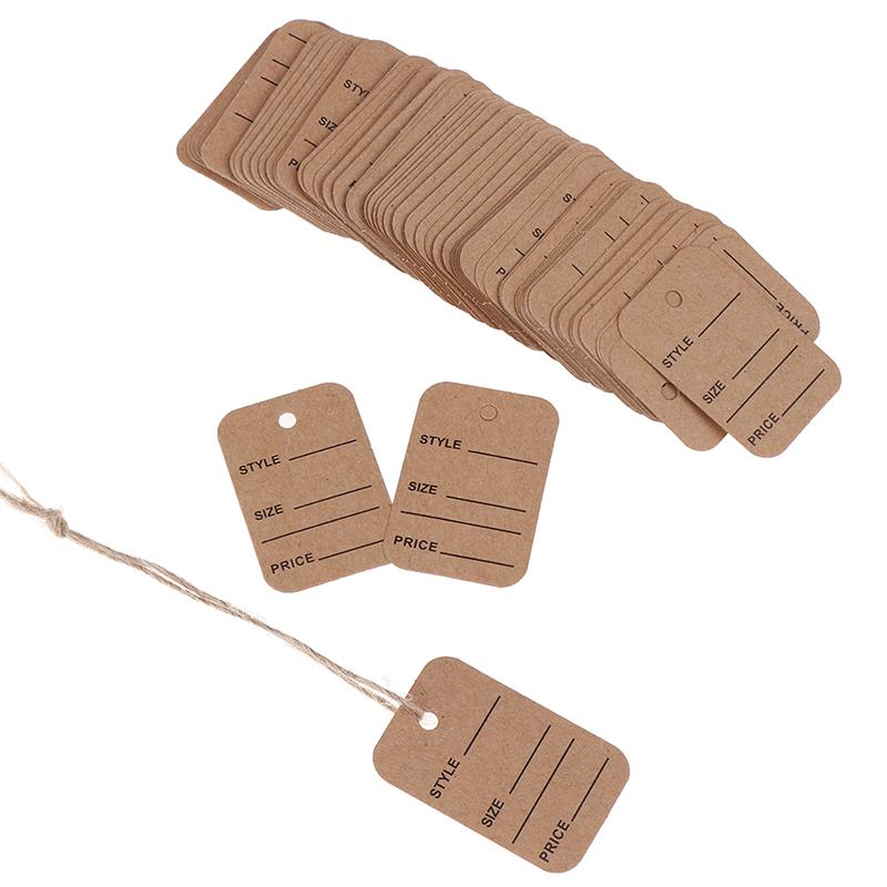 100Pcs Merchandise Display Price Tags Wedding Label Price Tags With String 20M