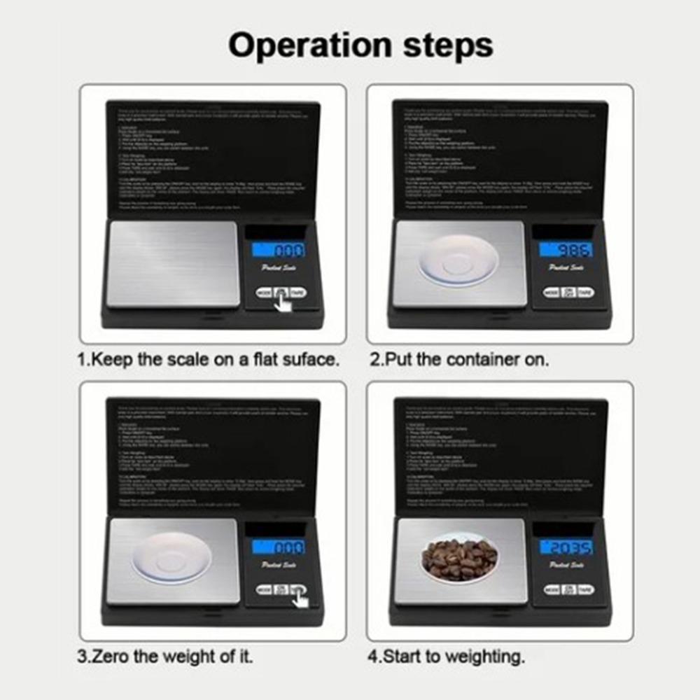 Black Portable Gram Scale Backlit LCD Display Electronic Food Scale  Home Kitchen