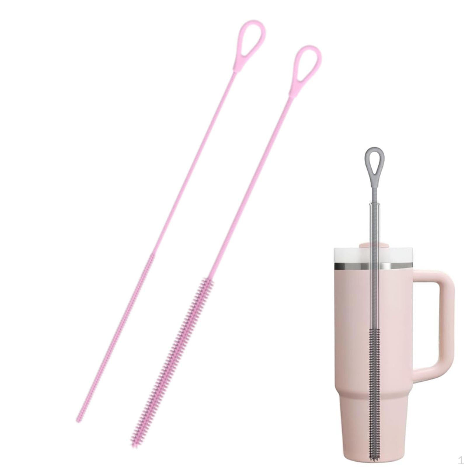 

2 шт. Силиконовые щеточки для соломинок Длинные Легкие Портативные Многоразовые Бутылки для розовый