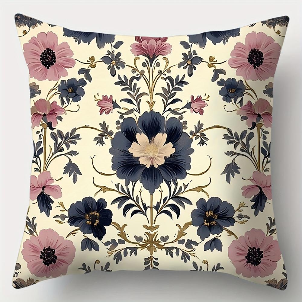 

Geometric floral pillowcaseBedroom Sofa Decorative Cushion Cover With Zipper Soft Cushion Cover 16x16Inch