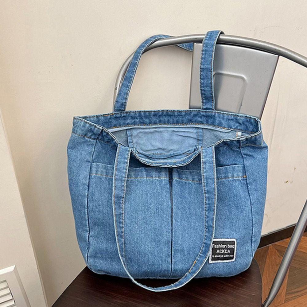 Storage Bag Denim Handbag Oxford Casual Shoulder Bag Vintage Large Capacity Tote Bag  Outdoor