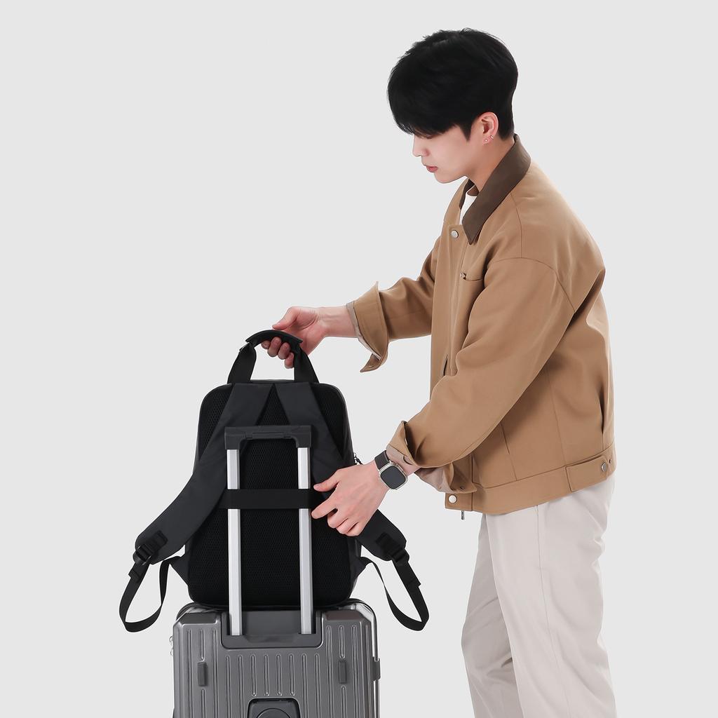 Schoolbag business travel commute fashion versatile backpack solid color trend backpack men lightweight simple large capacity school bag
