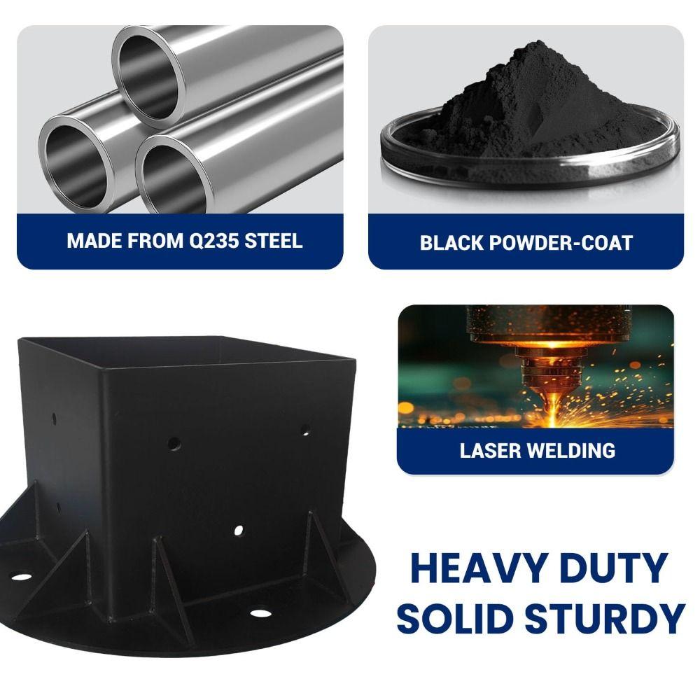 2pcs 2X2 Square Fence Pole Flange Base Rust Resistant PostBase Brackets  Outdoor Projects